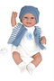 Arias Pouponnière Elegance, poupée bébé interactive avec mécanisme de rire 35 cm bleue, try me, alimentée par piles LR44 incluses, 3 ans+