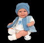 Arias Pouponnière Elegance, poupée bébé interactive avec mécanisme de rire 35 cm bleue, try me, alimentée par piles LR44 incluses, 3 ans+