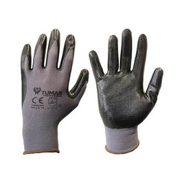 Tuman Gants en nylon revêtus de nitrile noir Taille 10