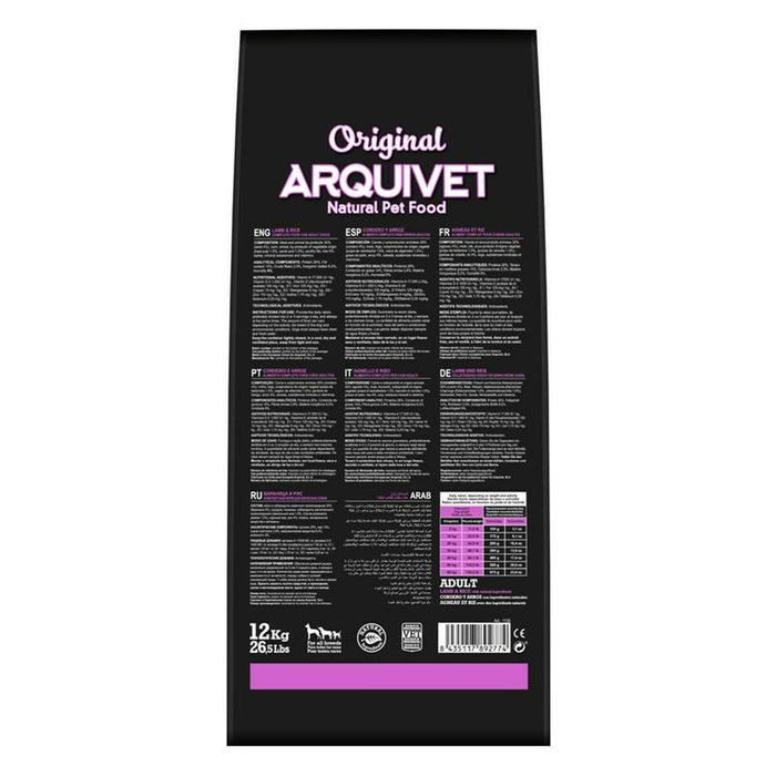 Nourriture Arquivet Original Adult Lamb with rice Adulte Agneau Riz 12 kg 12,7 KG Nourriture Arquivet Original Adult Lamb with rice Adulte Agneau Riz 12 kg 12,7 KG