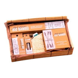 BIOBAMBU Coffret cadeau avec brosse à dents, fil dentaire et bâtonnets