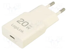 LOGILINK Chargeur USB blanc USB C 20W GaN PA0345