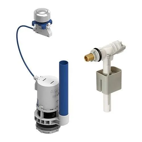 Edouard Rousseau Kit Mécanisme de Chasse et Robinet Flotteur Silencieux pour Réservoir WC, Embout Laiton, Hauteur Réglable 190-490 mm