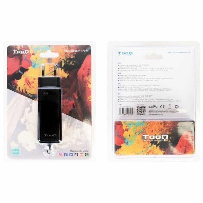 Chargeur d'ordinateur portable TooQ TQLC-USBCGAN45PD-C 45 W