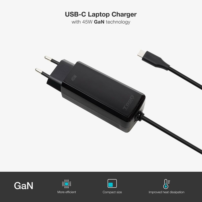 Chargeur d'ordinateur portable TooQ TQLC-USBCGAN45PD-C 45 W