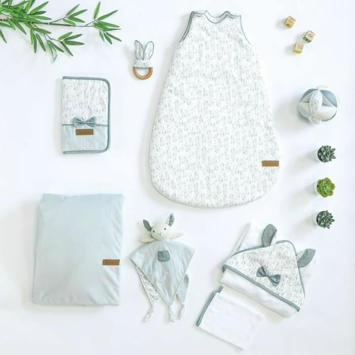 Domiva Matelas à langer Filou Blanc et vert d'eau avec housse et éponge