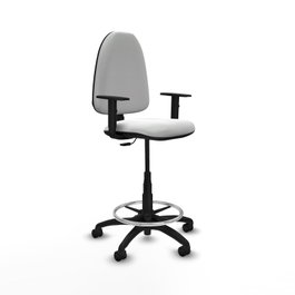 Tabouret Aýna taburete Contact permament de base Tissu Blanc Structure polyamide noire Accoudoir 1D Sans appui-tête Roulettes en nylon 50 mm