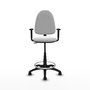 Tabouret Aýna taburete Contact permament de base Tissu Blanc Structure polyamide noire Accoudoir 1D Sans appui-tête Roulettes en nylon 50 mm