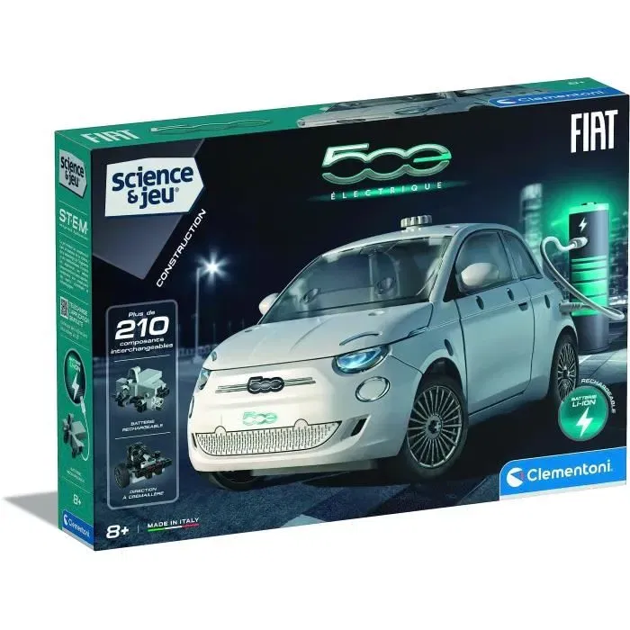 Clementoni Science & Jeu Construction - Coffret maquette Fiat 500 électrique avec moteur, batterie lithium, direction et différentiel - Application mobile incluse Clementoni Science & Jeu Construction - Coffret maquette Fiat 500 électrique avec moteur, batterie lithium, direction et différentiel - Application mobile incluse