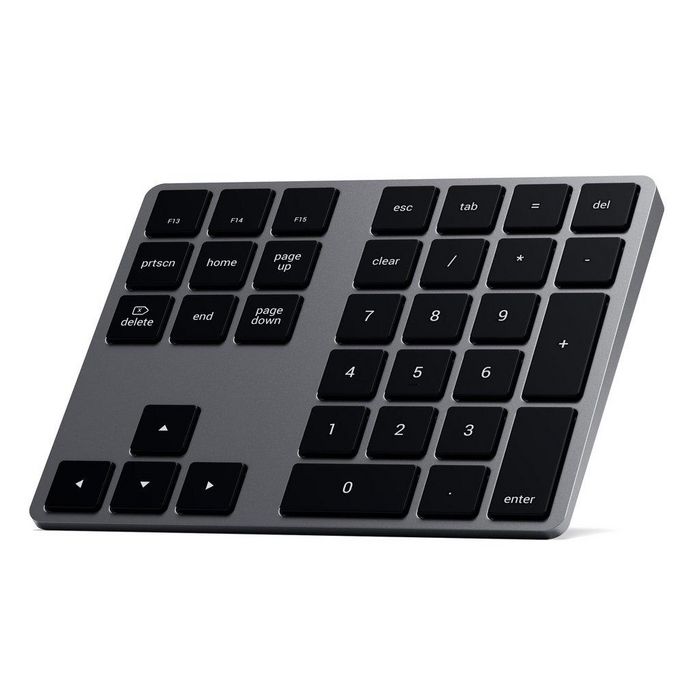 Satechi Clavier numérique Bluetooth étendu avec pavé numérique, flèches de navigation, touches de raccourci MacOS et recharge USB-C - Gris sidéral