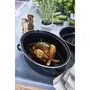 Baumalu Cocotte en fonte ronde 42 cm (11 L) avec couvercle - Revêtement émaillé noir - Compatible tous feux induction