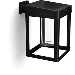 Philips Buzzard - Applique murale extérieure solaire avec détection de mouvement, design carré rétro chic noir, IP44, technologie Ultra Efficient