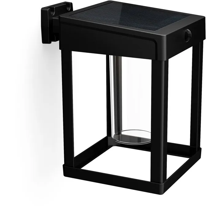 Philips Buzzard - Applique murale extérieure solaire avec détection de mouvement, design carré rétro chic noir, IP44, technologie Ultra Efficient