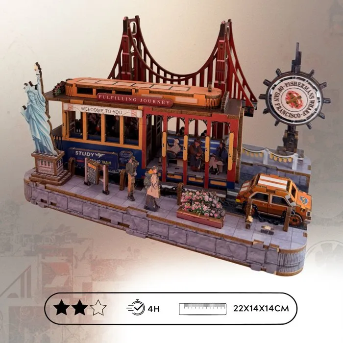 Nookland Book Nook Kit DIY à Construire - Maquette 3D Serre Livre Rue de New York - 22 x 14 x 14 cm avec Taxi et Statue de la Liberté