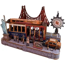 Nookland Book Nook Kit DIY à Construire - Maquette 3D Serre Livre Rue de New York - 22 x 14 x 14 cm avec Taxi et Statue de la Liberté