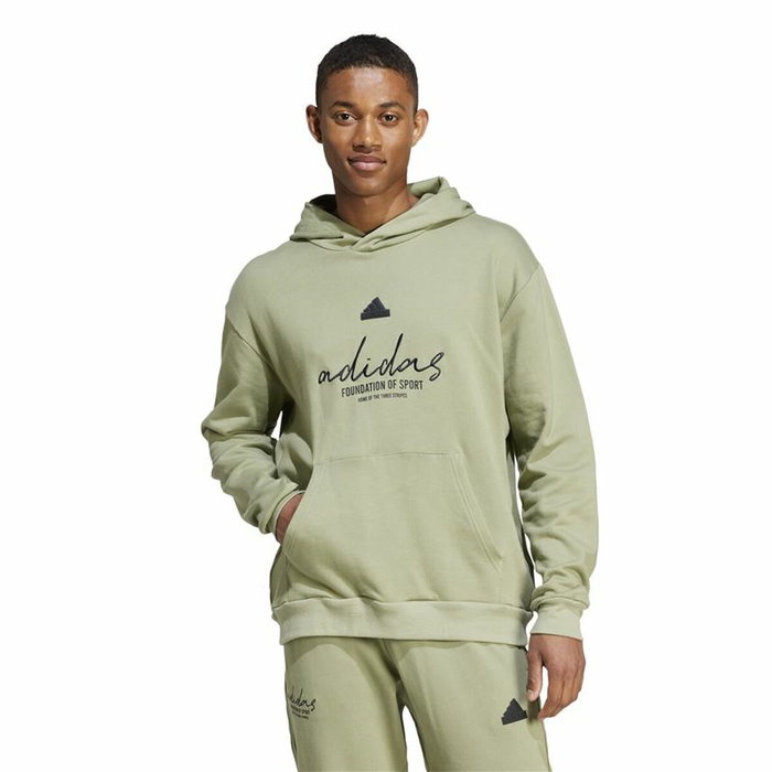 Sweat à capuche homme Adidas Brand Love French Terry Hoodie Vert Vert clair