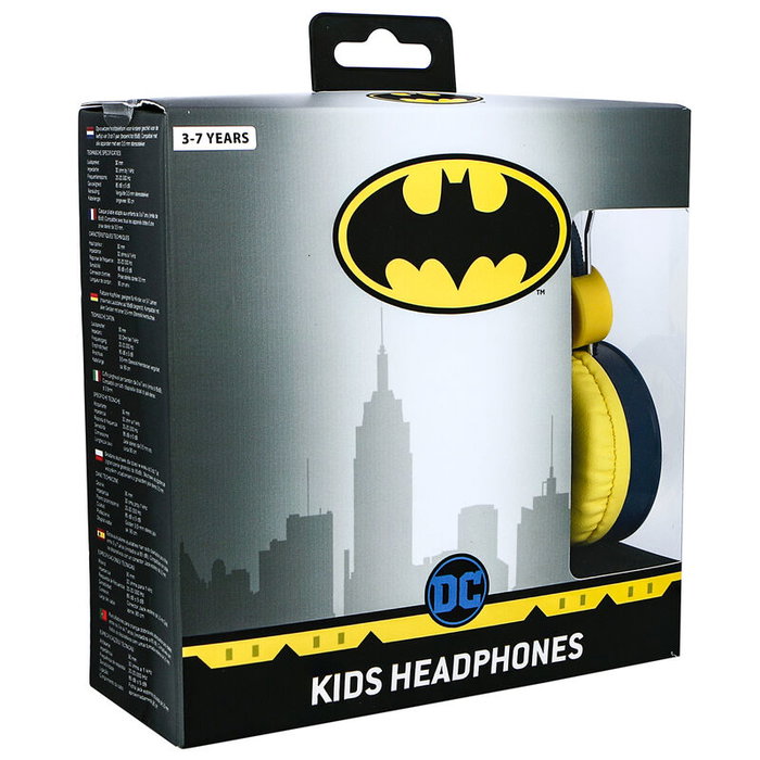 OTL TECHNOLOGIES - Casque audio pour enfants licence Batman DC Comics - 85 dB limité - 40 mm - Jack 3,5 mm - Pour 3 à 7 ans