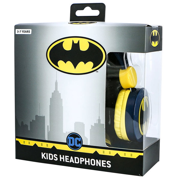 OTL TECHNOLOGIES - Casque audio pour enfants licence Batman DC Comics - 85 dB limité - 40 mm - Jack 3,5 mm - Pour 3 à 7 ans