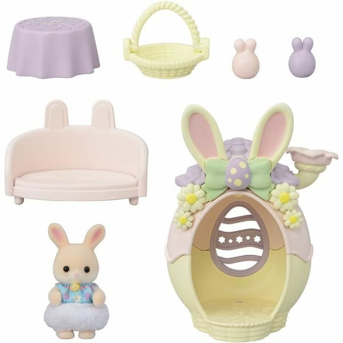 Sylvanian Families 5802 - La Cachette aux Oeufs - Coffret avec Bébé Lapin Marguerite Articulé, Panier et Oeufs - Jouet d'Imagination pour Enfants dès 3 Ans