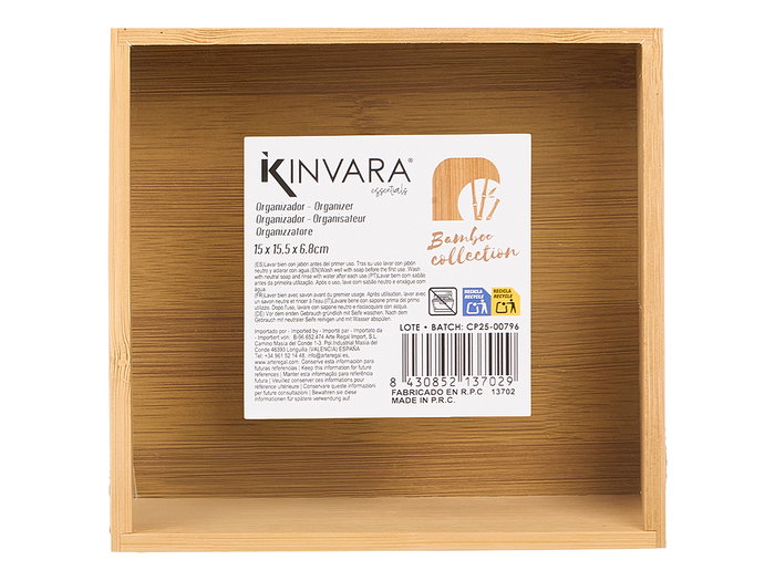 Kinvara Organiseur Bambou Rectangulaire 15 x 15,5 cm (Set de 12)