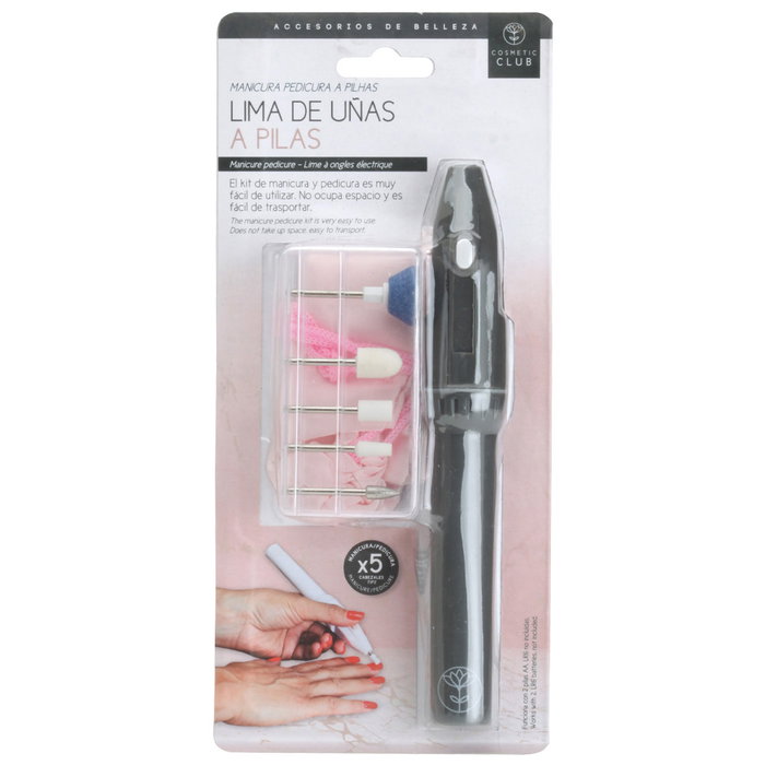Cosmetic Club Kit de manucure et pédicure à piles avec 5 têtes