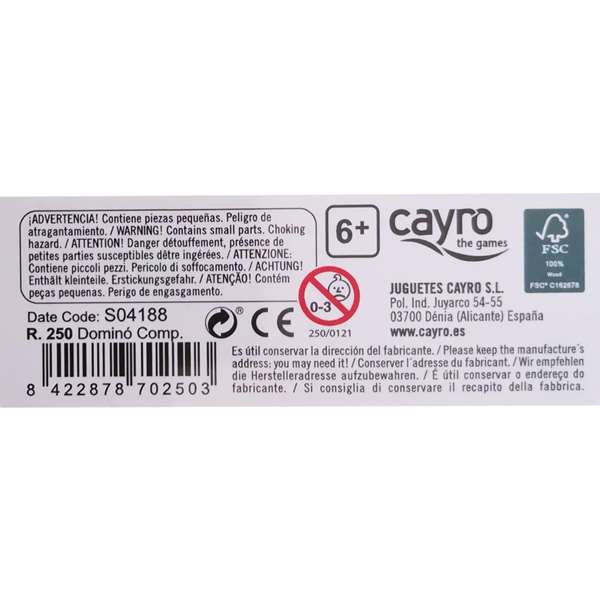 Cayro - Domino Competicion - Jeu de domino en bois - Boîte en bois 18 x 6.9 x 8 cm - Langues : espagnol, anglais, français, italien, portugais, allemand Cayro - Domino Competicion - Jeu de domino en bois - Boîte en bois 18 x 6.9 x 8 cm - Langues : espagnol, anglais, français, italien, portugais, allemand