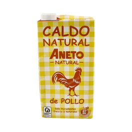 ANETO Caldo de Pollo - Bouillon de poulet 1L - Élaboré avec des ingrédients frais et naturels - Sans gluten, sans lactose