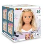 Smoby - Tête à Coiffer My Beauty Blonde - 19 Accessoires Coiffure Réalistes - Cheveux Longs Doux - Lèvres Thermosensibles - Trappe de Rangement - Jouet pour Enfant à partir de 3 Ans