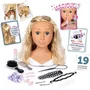 Smoby - Tête à Coiffer My Beauty Blonde - 19 Accessoires Coiffure Réalistes - Cheveux Longs Doux - Lèvres Thermosensibles - Trappe de Rangement - Jouet pour Enfant à partir de 3 Ans