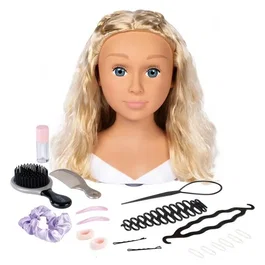Smoby - Tête à Coiffer My Beauty Blonde - 19 Accessoires Coiffure Réalistes - Cheveux Longs Doux - Lèvres Thermosensibles - Trappe de Rangement - Jouet pour Enfant à partir de 3 Ans