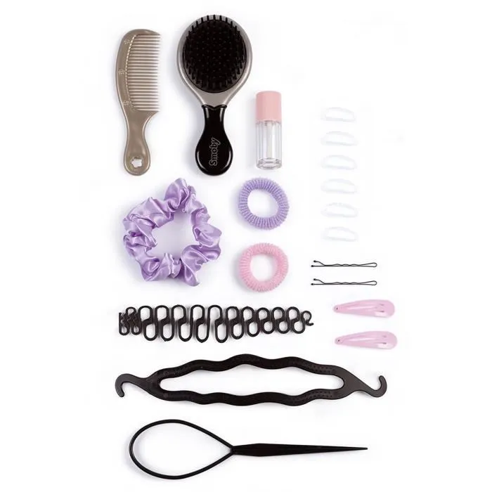 Smoby - Tête à Coiffer My Beauty Blonde - 19 Accessoires Coiffure Réalistes - Cheveux Longs Doux - Lèvres Thermosensibles - Trappe de Rangement - Jouet pour Enfant à partir de 3 Ans