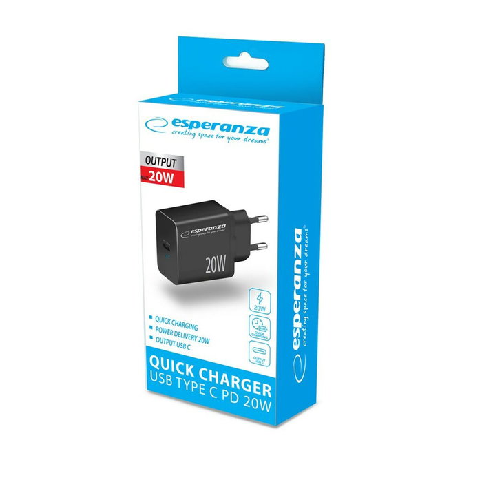 Esperanza Chargeur mural EZC104K Noir Esperanza Chargeur mural EZC104K Noir