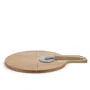 Livoo Set à Pizza MES138 - Planche de Service et Roulette en Bois d'Hévéa 40 x 30 x 1,5 cm pour Préparation et Découpe