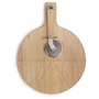 Livoo Set à Pizza MES138 - Planche de Service et Roulette en Bois d'Hévéa 40 x 30 x 1,5 cm pour Préparation et Découpe