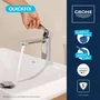 Grohe Mitigeur de lavabo DICE XL sans vidage, corps lisse, finition chrome, avec technologie SilkMove et système FastFixation pour vasque à poser
