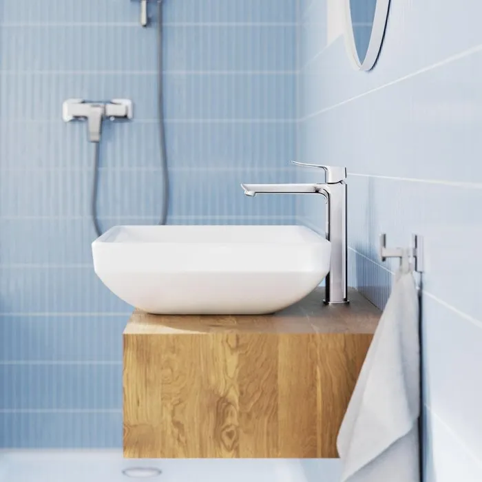 Grohe Mitigeur de lavabo DICE XL sans vidage, corps lisse, finition chrome, avec technologie SilkMove et système FastFixation pour vasque à poser