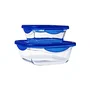 Pyrex COOK & GO - Lot de 2 boîtes de conservation hermétiques en verre borosilicate, carrées (0,8 L et 1,9 L), résistantes au four et au congélateur