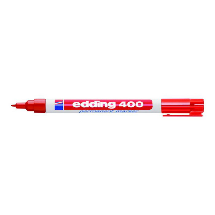 Edding 4-400002 (4400002) - Marqueur permanent Edding 400 Rouge - Feutre indélébile pour marquage
