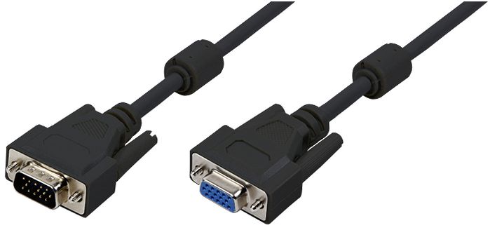 LOGON TCOCSVGAC15 - Câble d'extension VGA 15 mètres avec 2 noyaux de ferrite, 1x HD DSUB 15 broches mâle / 1x femelle, double blindage LOGON TCOCSVGAC15 - Câble d'extension VGA 15 mètres avec 2 noyaux de ferrite, 1x HD DSUB 15 broches mâle / 1x femelle, double blindage