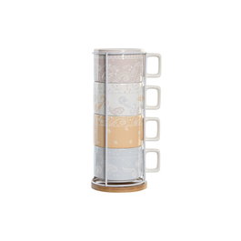Ensemble de tasses à café DKD Home Decor Jaune Bleu Blanc Rouge Métal Bambou Dolomite 260 ml