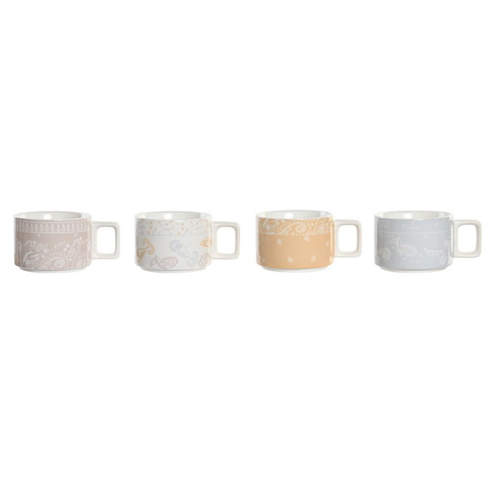 Ensemble de tasses à café DKD Home Decor Jaune Bleu Blanc Rouge Métal Bambou Dolomite 260 ml