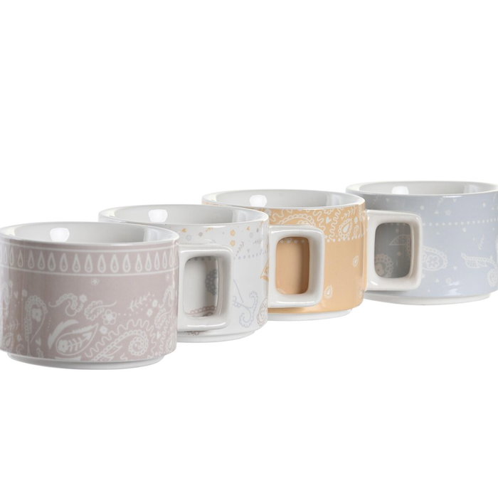 Ensemble de tasses à café DKD Home Decor Jaune Bleu Blanc Rouge Métal Bambou Dolomite 260 ml