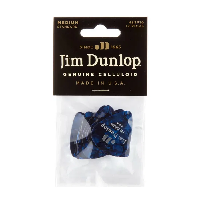 DUNLOP Pack de 72 Médiators Genuine Celluloid Classic Bleu Nacré - Medium