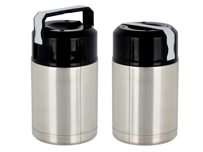 Kinvara Thermos Alimentaire 1L Acier Inoxydable 11,5 x 19,5 cm Métal et Noir, 1000 ml (Set de 6)