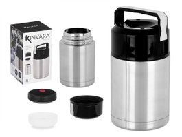 Kinvara Thermos Alimentaire 1L Acier Inoxydable 11,5 x 19,5 cm Métal et Noir, 1000 ml (Set de 6)