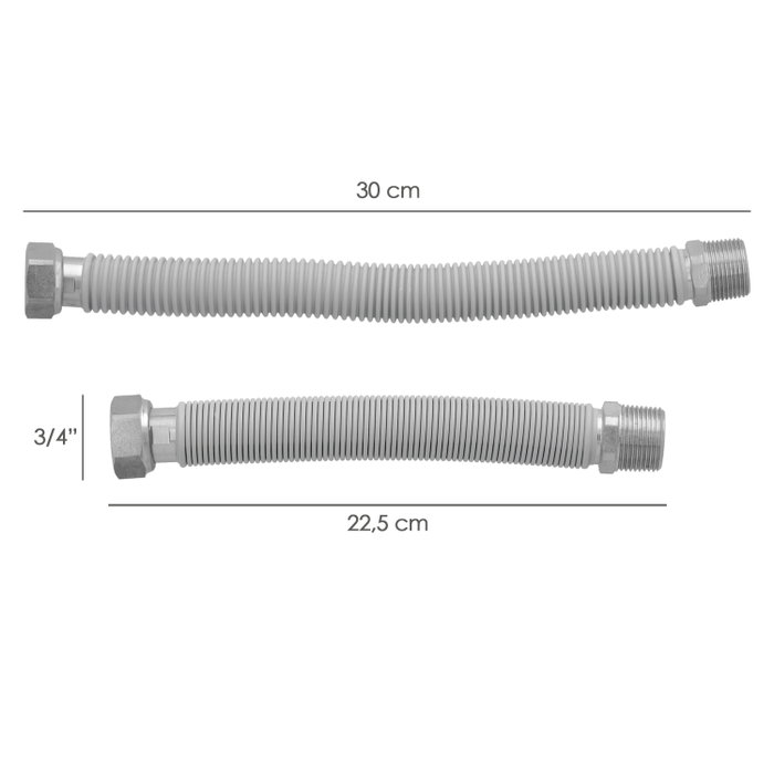 WOLFPACK LINEA PROFESIONAL Tuyau extensible en acier inoxydable ondulé 3/4 de 22,5 à 30 cm