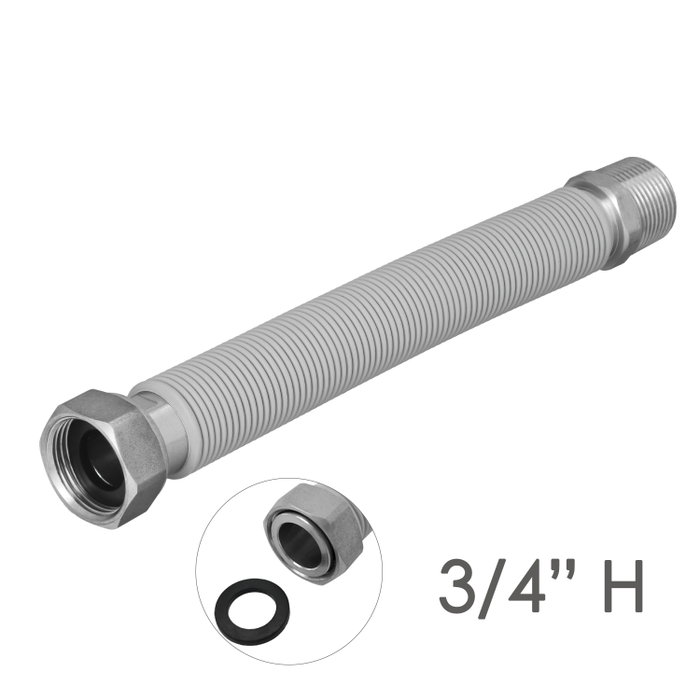WOLFPACK LINEA PROFESIONAL Tuyau extensible en acier inoxydable ondulé 3/4 de 22,5 à 30 cm
