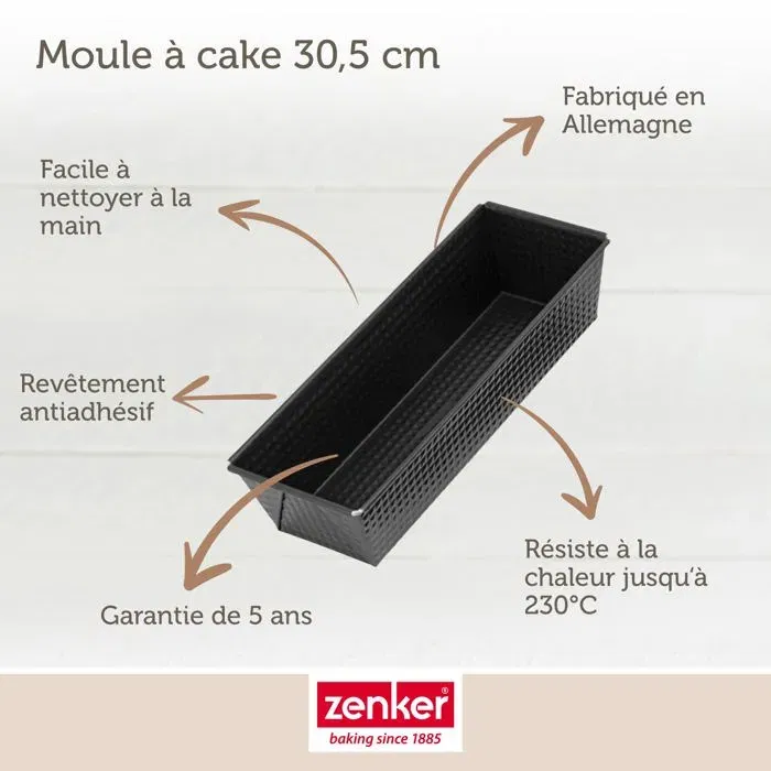 Zenker - Set de 2 moules à gâteaux antiadhésifs noir métallisé : Moule à cake 30,5 x 11,5 cm et moule à savarin 28 cm - Acier revêtu Téflon - Fabrication allemande