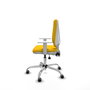 Chaise Elche Asynchrone Tissu Jaune Structure chromée Accoudoirs blancs Sans appui-tête Roulettes 65mm pour moquette
