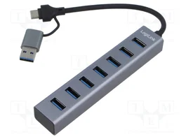 LOGILINK Hub USB 3.0 gris avec 8 ports, USB A et USB C